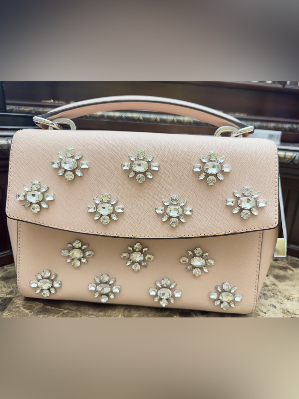 Michael Kors Pink Crystal Floral Top-Handle Satchel